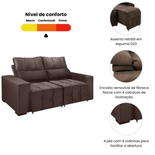 Sofá Retrátil Reclinável 2 Lugares 106x150cm Confortável - Image 2
